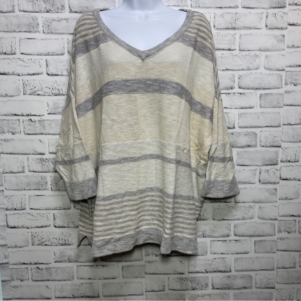 Sonoma Stripped V-Neck Sweater 3X